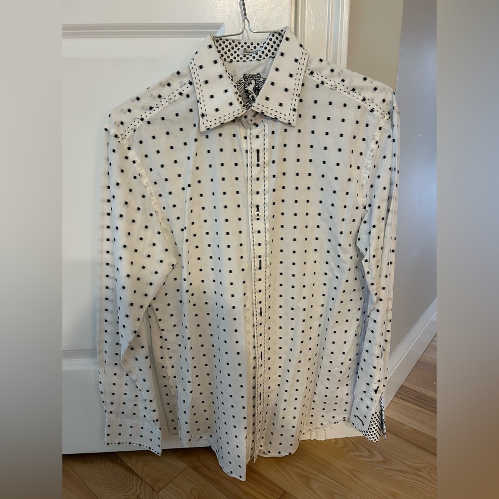 Bugatchi White and Black Polka Dot Shirt - Picture 4 of 8